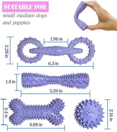 4-Pack Teething Toys Dog Chew Toys for 2-8 Months Puppy,Purple