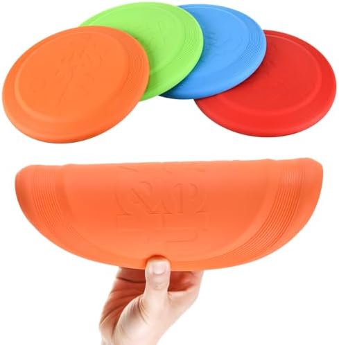 Dog Flying Disc - Durable Rubber Dog Toy for Fetch - Interactive Lightweight Flyer Dog Toys for Outdoor Playtime - Safer Disc for Healthy Activity - for Medium/Large Dogs 2 Pack