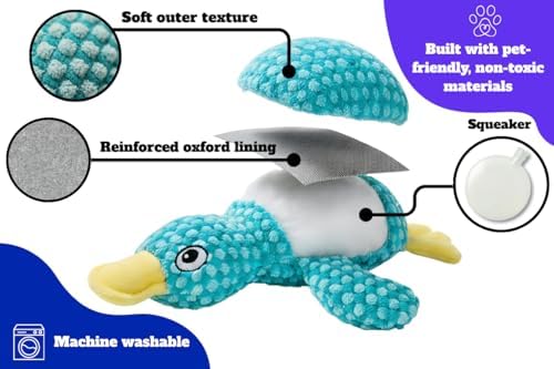 Durable Duck Stuffed Animal - Plush Dog Toys for Aggressive Chewers - Tough Squeaky Puppy Teething Relief - Small Medium and Large Breeds Interactive Play to Keep Pets Busy