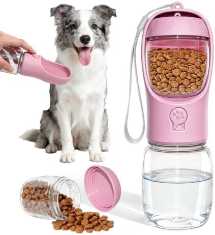 Portable Dog Water Bottle with Food Container, Drinking Bottle for Travel