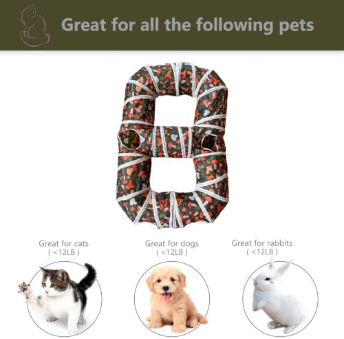8-Shaped Cat Tunnel Toy Interactive Foldable Playhouse Maze Toys for Cats, Kittens, Rabbits & Small Pets with Playing Balls Collapsible Play Tube for Indoor Fun & Exercise (Brown)