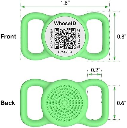 QR Code Dog Tag with NFC, Personalized Pet ID Tag, Silent Silicone Dog ID Tag, Modifiable Pet Online Profile, Multiple Emergency Contact, Scan QR Code Send GPS Location Email (Small Green)