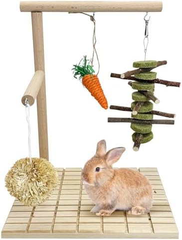 Hamiledyi Bunny Scratching Board Chew Toys, Wood Rabbit Toys for Indoor Bunnies Boredom Bunny Enrichment for Chinchilla Guinea Pigs Hedgehog