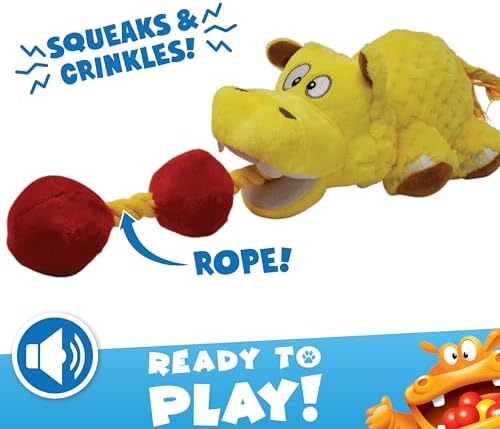 Hasbro 17in Dog Toys Squeak and Tug Hungry Hungry Hippos - Yellow/Red