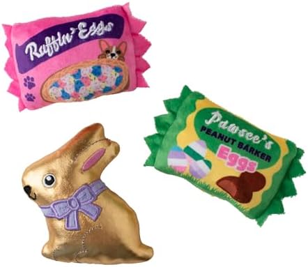Fringe Studio Plush Dog Toy, 3 Pieces Set, Egg-STRA Sweets, Petshop Collection (662100)