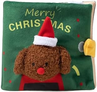 StarSnowe×Cute Dog Enrichment Toys,Squeaky Snuffle Book Series,Interactive Sniff Mat for Mental Stimulation & Slow Feeding,Treat Puzzle Toys for Puppy,Crinkle Gifts (Green - Christmas)
