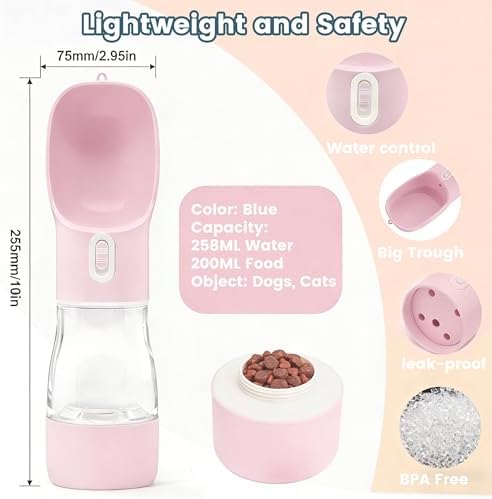 Dog Water Bottle Portable Drinking Water Bowl & Food Container