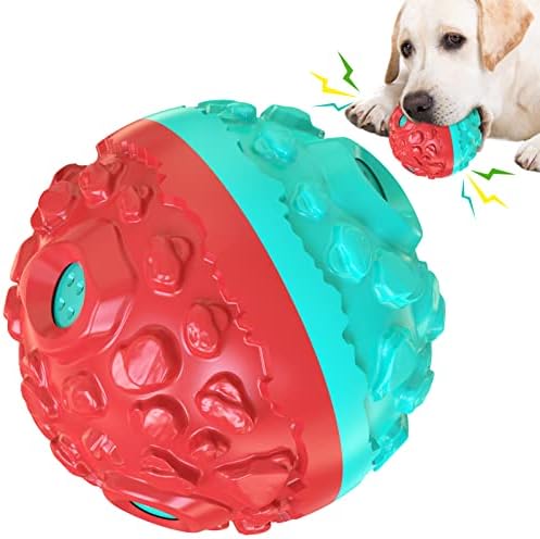 CYBERNOVA Interactive Dog Toys,Dog chew Ball, Fun Squeaky Sound Ball for Small Medium Large Breeds (red+Blue)