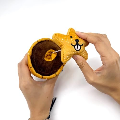 Christmas Mince Pie Nose-Work Dog Toy – Soft Plush Squeaky Treat-Hiding Toy with Crinkle Paper, Interactive Elastic Band, Durable for Small, Medium & Large Dogs