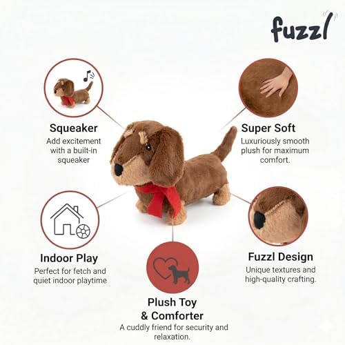 Fuzzl Sizzles Dachshund Plush Dog Toy, Toffee Brown