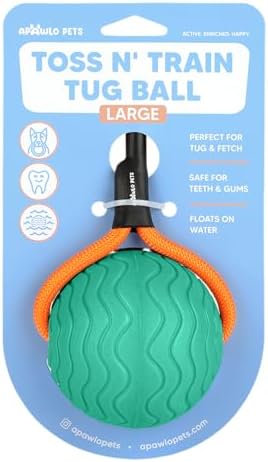 Dog Ball Toy with Rope, Durable EVA Foam Floating Dog Toy, Interactive Fetch & Toss n’ Train Tug Ball for Dogs, Bouncy Pet Ball for Outdoor Indoor Play - Green, Large