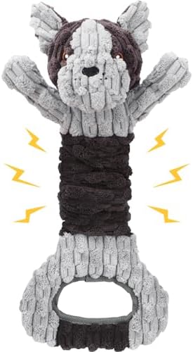 Letsmeet Plush Dog Squeak Toys with Crinkle Paper - Pull Interactive Tug of War Dog Toy, Great for Dental Health, Strengthening Bonds and Anxiety Relief for Puppies, Small, Medium, Large Dogs