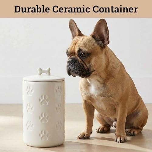 Dog Treat Container Airtight, 5"W x 9"H, Ceramic 7 Cups Big Treats Canister