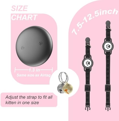 GPS Cat Tracker Collar (iOS & Android), No Month Fee Pet GPS Tracker Black