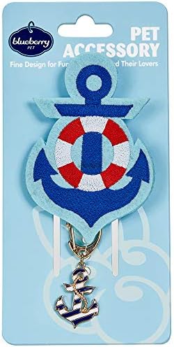 Blueberry Pet Bon Voyage Anchor Design Accessory Set of Collar Slide Hair Clip and Pedant for Dogs & Cats