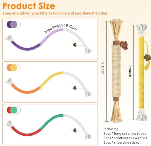 Tocirelo Cat Toys Silvervine Sticks, Cat Chew Toy for Teeth Cleaning 8Pack