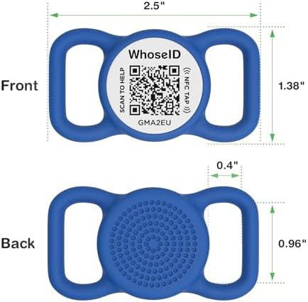 QR Code Dog Tag with NFC, Personalized Pet ID Tag, Silicone Dog ID Tag, Modifiable Pet Online Profile, Multiple Emergency Contact, Scan QR Code Send GPS Location Email (Regular, Navy Blue)