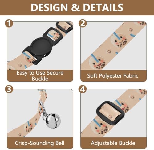 Cute Rosy Cheeks Dog Bell Collar 2 Pack Puppy Collar Adjustable 10.6 to 17.1 Inches