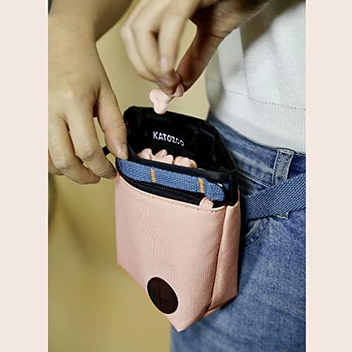 Dog Treat Pouch with Pet Training Clicker, Dog Training Treat Pouch Kit, Magnetic Closure, Hands-Free Training (Pink)