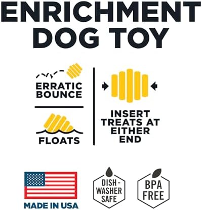 Hive Chew Toy for M/L Dogs – Yellow/Unscented – Chew, Fetch, & Treat-Dispensing Enrichment Toy, Floats, Made in USA, Pairs with Hive Chew Sticks for M/L Dogs for Longer-Lasting Play