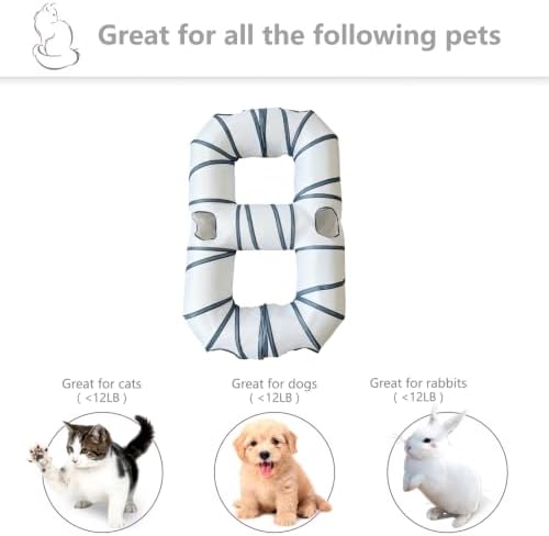 8-Shaped Cat Tunnel Toy Interactive Foldable Playhouse Maze Toys for Cats, Kittens, Rabbits & Small Pets with Playing Balls Collapsible Play Tube for Indoor Fun & Exercise (White)