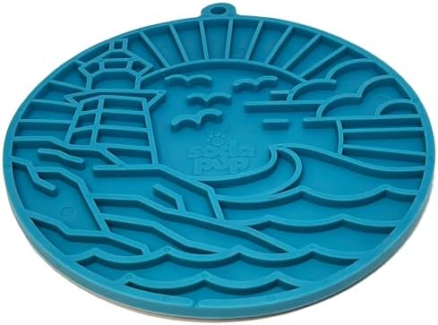 SodaPup Lighthouse eMat – Durable Enrichment Feeder with Suction Cups Made in USA from Non-Toxic, Pet-Safe, Food Safe Rubber for Mental Stimulation, Avoiding Overfeeding, Calming, & More