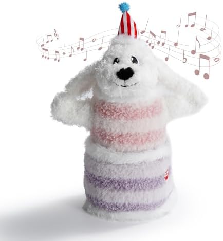 Fuzzwoof Birthday Cake Dog Toy, Singing and Dancing Birthday Songs, Interactive Dog Toys, Plush Stuffed Puppy Toys with Echo Function Feature, Happy Birthday Gift for Dogs