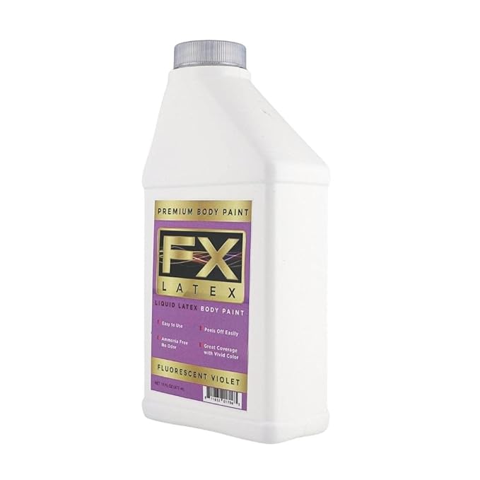 Liquid Latex - Face and Body Paint, Ammonia Free, Easy On and Off, Cosplay Makeup, Create Professional Monster, Zombie Arts 16 Oz (Fluorescent Violet)