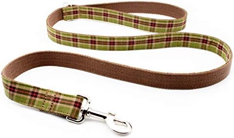 Custom Dog Collar Engraved ID Fabric for All Breeds (Green Plaid)
