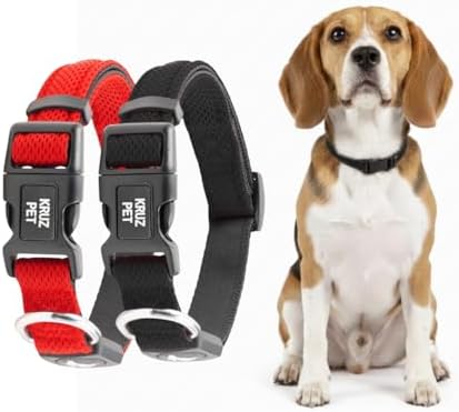 Dog Collar Bundle | Black, Small (Width- 3/4, Neck - 10.5-14.5) & Red, X-Small (Width- 5/8, Neck - 8-12) | Adjustable Padded with Heavy Duty O-Ring | Soft & Comfortable Fit for Dogs