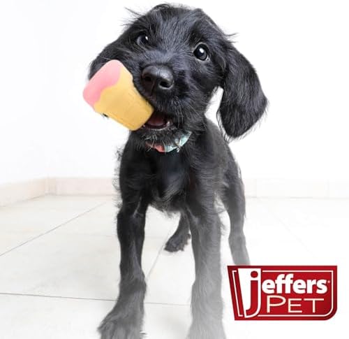 Jeffers Pet Natural Rubber Dog Chew Toy – Ice Cream Cone, Small – Treat Dispensing, Vanilla Scent, Durable, Non-Toxic, Dishwasher Safe, Interactive Fetch & Tug Toy - Perfect for Training