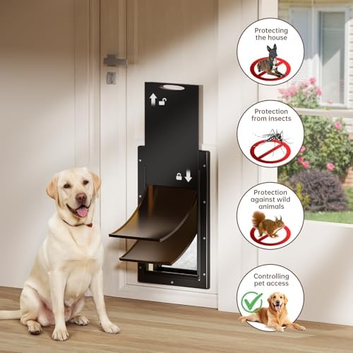 Plastic Dog Door, Large Doggy Door for Door | Pets Up to 100 LB, Eco-Friendly, Durable Plastic Frame, Never Rust, Double Magnetic Flaps, Easy Installation, Closing Panel