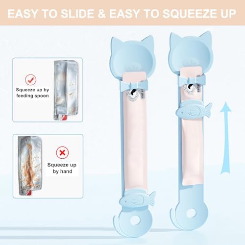 PETPAWLOVELY-3PCS Cat Treat Spoon Squeeze,Cat Strip Feeder spoon,Easy Feeding Spoons for Licky Treats,Pet Food Spoons for Wet Food, Suitable for Churu Paste Treat(3 Color)