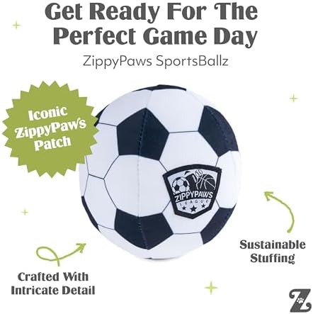 ZippyPaws SportsBallz Dog Squeaky Toys to Keep Them Busy - Soccer Ball
