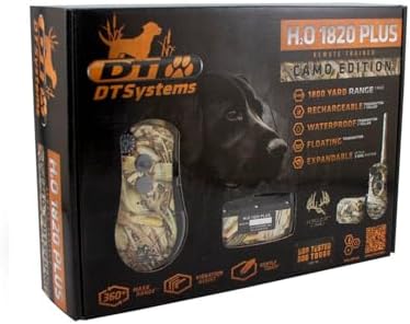 DT SYSTEMS H2O1820 Plus E-Collar, Waterproof Rechargeable Expandable Remote Dog Trainer, 16 Stimulation Levels, Vibration Assist, Mossy Oak Blades