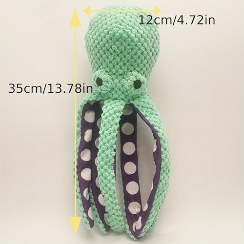 Plush Interactive Dog Toy Octopus-Shaped Plush Dog Sound Toy Indestructible Toy with Built-in Squeaker for Boredom Relief Durable, Chew-Resistant Dog Teething and Chew Toys (Yellow)
