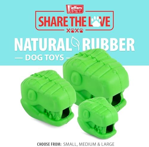 Jeffers Pet Natural Rubber Dog Chew Toy – T-rex Shape, Small - Treat Dispensing, Vanilla Scent, Durable, Non-Toxic, Dishwasher Safe, Interactive Fetch & Tug Toy, Dental Play - Perfect for Training