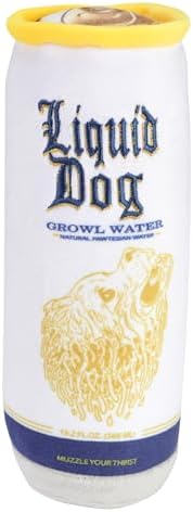 Liquid Dog Growl Water – Luxurious Parody Plush Dog Toy with Squeaker, Premium Fabric, Embroidered Details, Designer-Inspired Chew Toy, Fun Gift for Medium Dogs & Dog Lovers