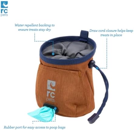 RC Pet Products Essential Treat Bag, Training Pouch with Belt Clip and Dog Bag Dispenser | Heather Caramel