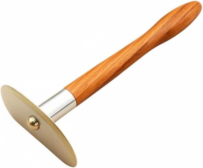 Gua Sha Easy to Clean Long Handle Gua Sha Gift Idea Myofascial Release, Red Pear Wood Brass Tai Chi Gua Sha Board Short Handle + Essential Oil + Acupoint Chart