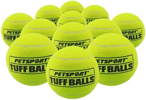PetSport Jr Tuff Ball - Small Tennis Balls for Dogs, Great for Boredom & Aggressive Chewers, Dog Toy, Mini Tennis Balls for Small Dogs, Certified Non-Toxic, Won't Wear Down Teeth - 1.8" (12 Pack)