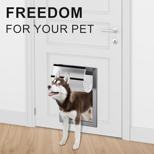 HARDLIGHT Aluminum Large Dog Door for Door, Easy Installation Doggie Door
