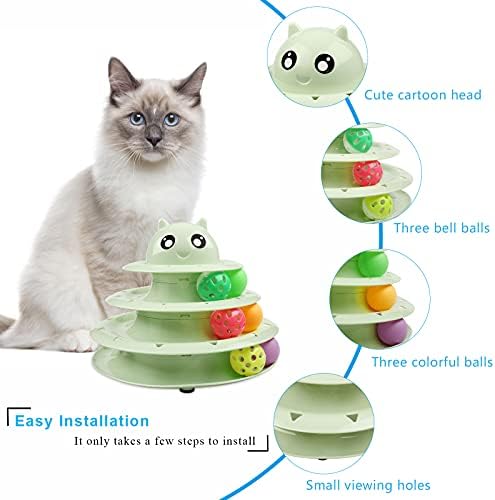 UPSKY Cat Toy Roller 3-Level Turntable Cat Toys with Six Colorful Balls | Puzzle Kitten Toys, Sturdy Structure, Detachable Design, Easy to Assemble, Anti-Slip, Reduces Boredom for Indoor Cats