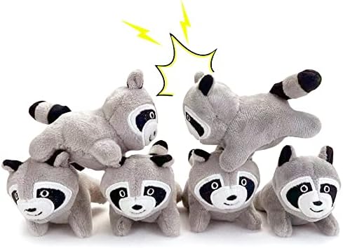 Interactive Squeaky Dog Toy, Replacement Animals Raccoon Pack of 6