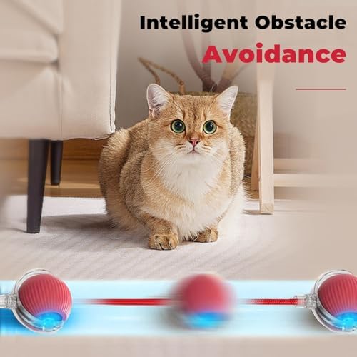 New Interactive Rolling Dog Ball, 360° Smart Interactive Pet Toy Ball, Self Rolling Dog Ball Toys, Electric Balls for Small Medium Dogs Cats (Red&Grey 2PCS/Set)