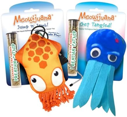Meowijuana Jump 'n' Jamb Squid and Get Tangled Bundle for Cats
