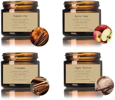 Candles for Home Scented 4 Pack 16 Oz Candles Gifts for Women Soy Wax Candle Scented Candles Long Lasting Aromatherapy Amber Candle Set for Women Birthday Christmas Halloween Candles