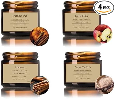 Candles for Home Scented 4 Pack 16 Oz Candles Gifts for Women Soy Wax Candle Scented Candles Long Lasting Aromatherapy Amber Candle Set for Women Birthday Christmas Halloween Candles