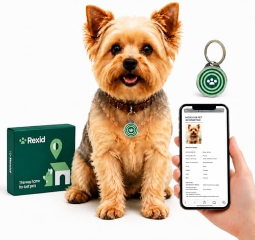 RexID Mini Round Smart Dog Tag – QR Code ID Tag with Online Profile & Owner Contact – Anyone Anywhere Scan Instantly to Reunite – 0.8'' Lightweight & Noise-Free for Puppy&Cat