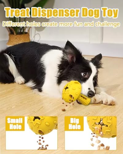 Dog Chew Toys for Aggressive Chewers, Rubber Treat Dispensing Stimulation Toy to Keep Them Busy, Durable Interactive Enrichment Puzzle Toy for Medium Large Breed Dogs